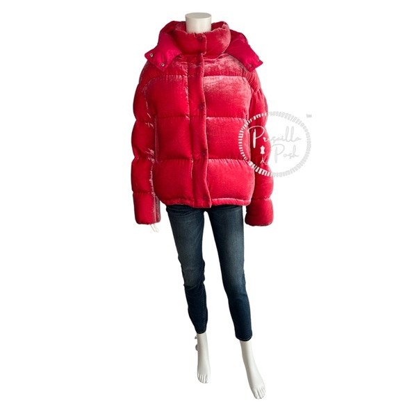 Moncler Hot Pink Velvet Quilted Down Puffer Jacket Goose Down Puffer Coat - Picture 6 of 16